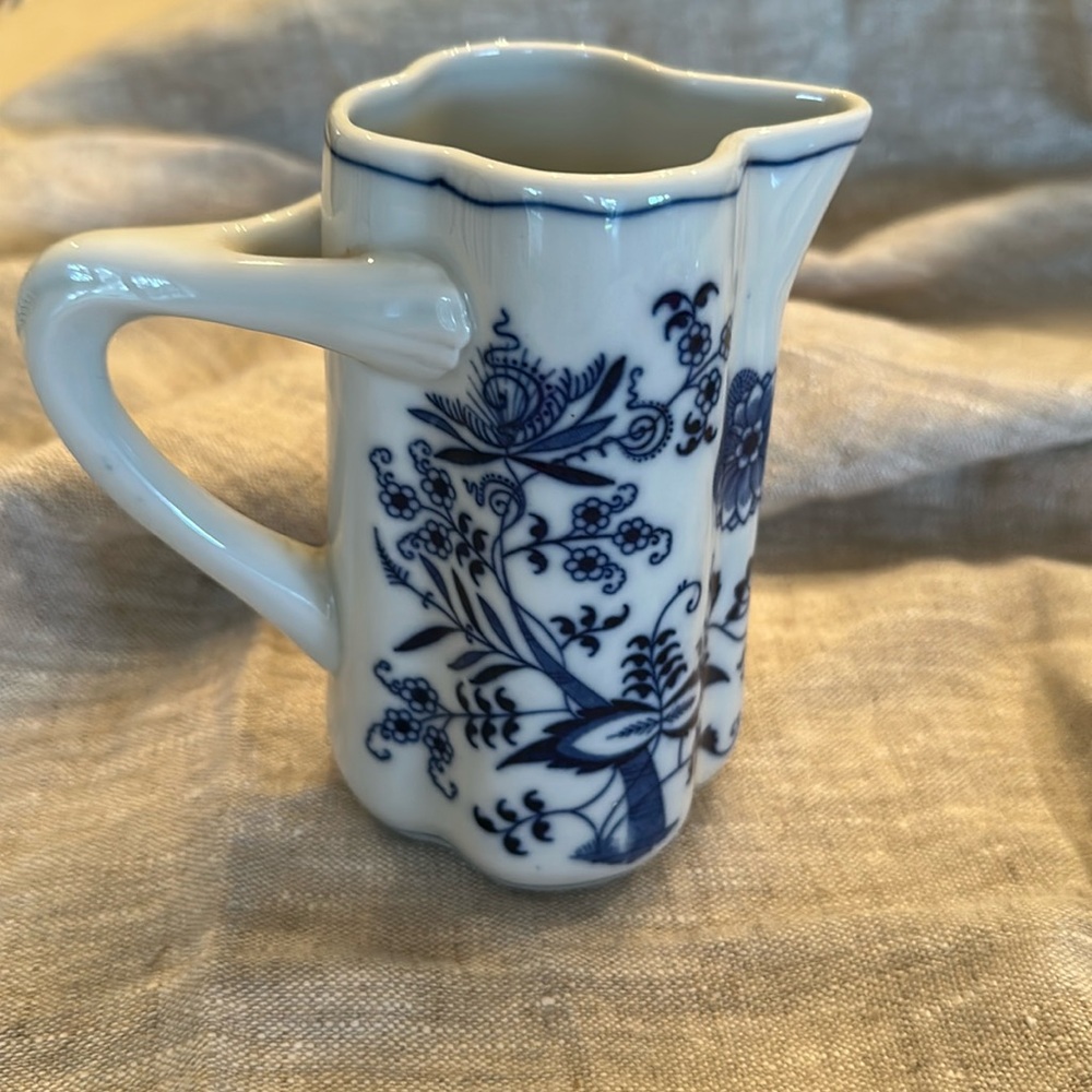 Blue Danube floral blue and white transferware pitcher